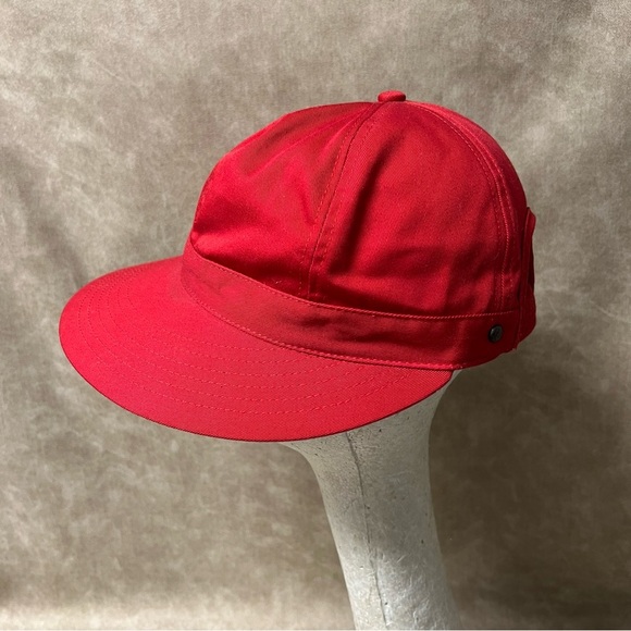 Retro Liz Claiborne Red Half Brim Hat 1990s with a Rubber Band Back - Picture 2 of 8
